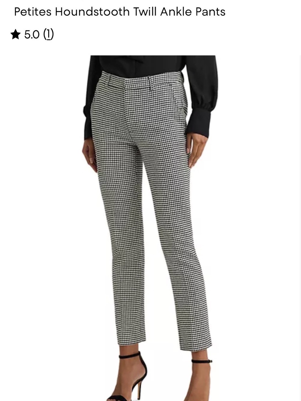 Lauren Ralph Lauren Black & White Houndstooth Cropped Pants
